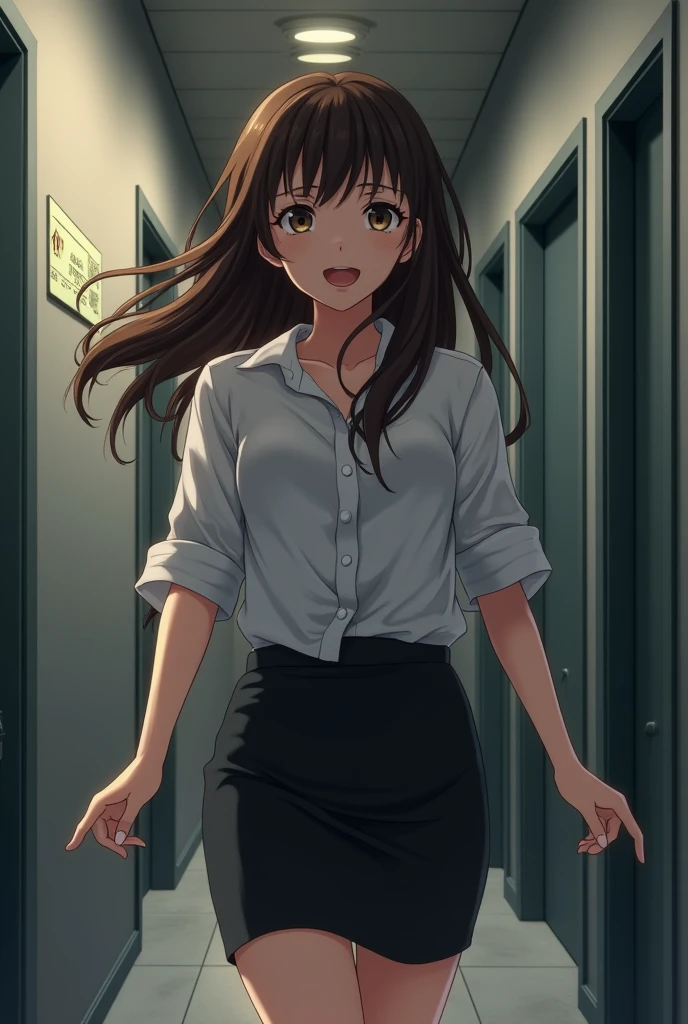 run away、Run、dynamic、Speed、幽霊にbe scaredポーズ、fear映画の被害者、Close ~ eyes、shout、Face down、(((One woman, 20 years old)))、(((Company entrance hall)))、receptionist、((Brown Hair、Long Hair))、(((fear))),(( be scared、fear))、((((White blouse、Black tight skirt))))、(((Horror))), anime、animecg、Portrait