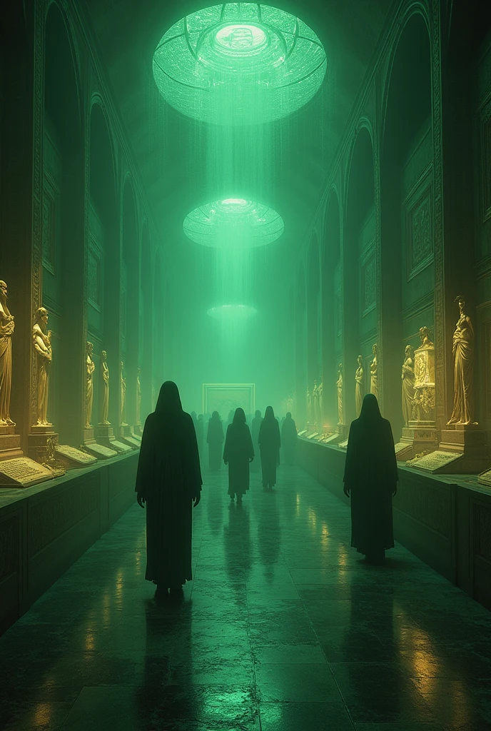 Antiquity museum of madness Greenish setting Age of fire with extraterrestrial technology