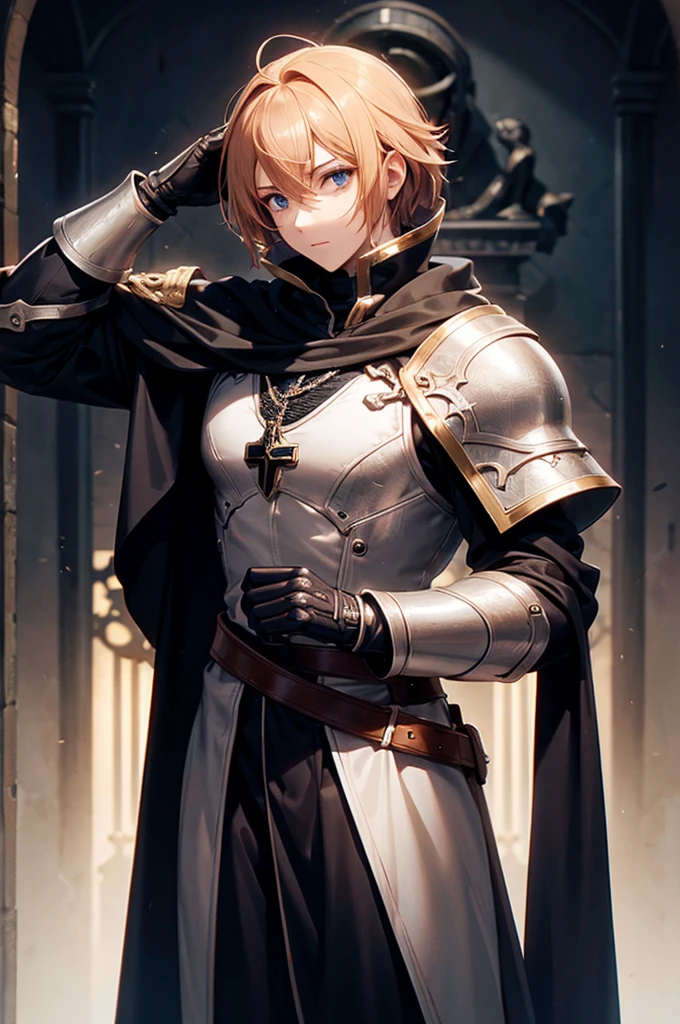 (masterpiece; best quality: 1.2), ((1 male templar)), ((solo)), (void eyes: 1.4), (body shape; toned, lean, masculine: 1.3), (beautiful and clear background: 1.2), ((depth of field)), (equipment: templar + surcoat with cross + chainmail shirt + closed helmet + leather gloves + black cloak : 1.3), (anime illustration: 1.2), (background composition; garden + plants: 1.1), (shot composition; standing + centered on head + bust close-up: 1.5)