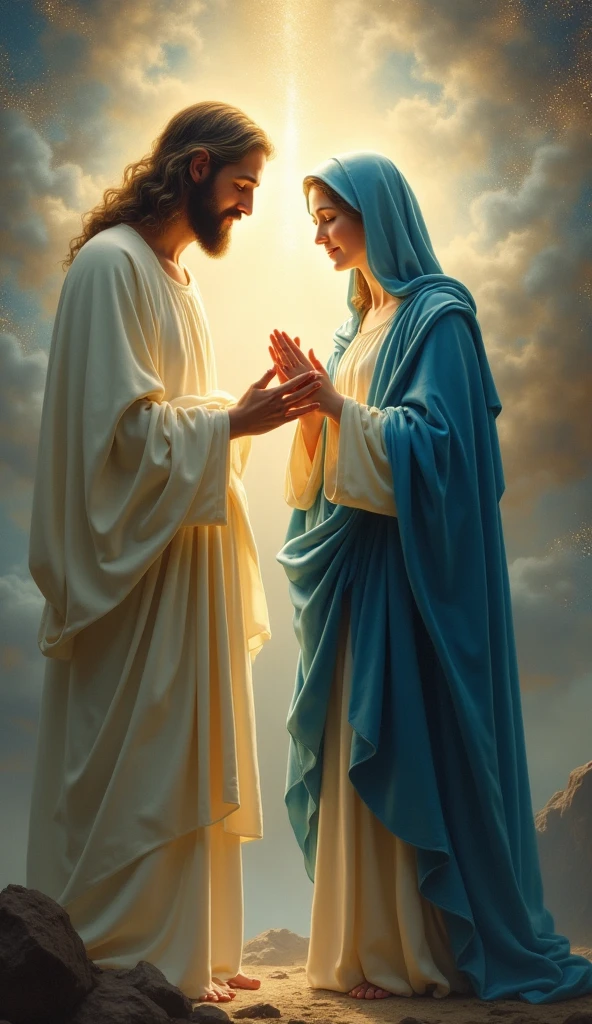 Virgin Mary meets the resurrected Jesus Christ