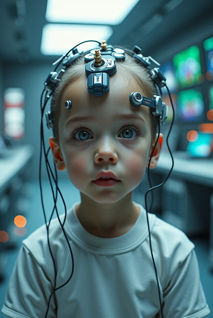 the advanced room with wires attached to the child's head