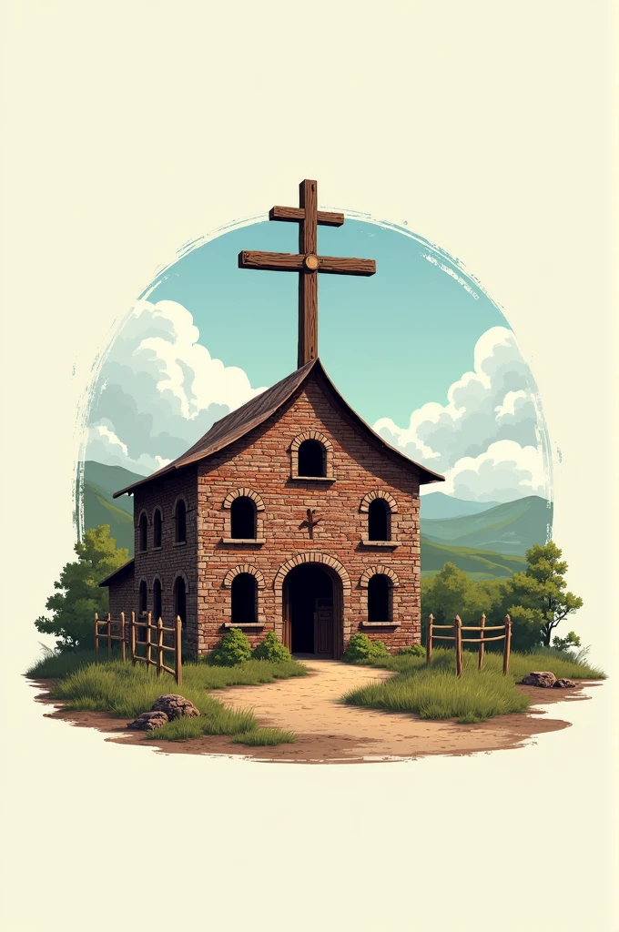 Generate a logo-type image For a WhatsApp channel for buying and selling, you can add an old sugar mill with a May cross