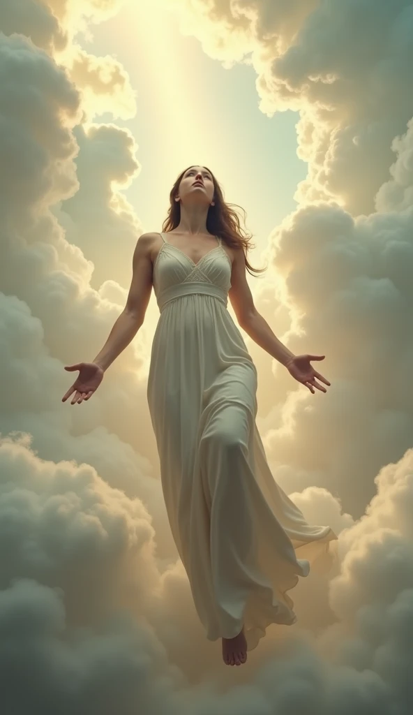 Virgin Mary in underwear ascending to heaven