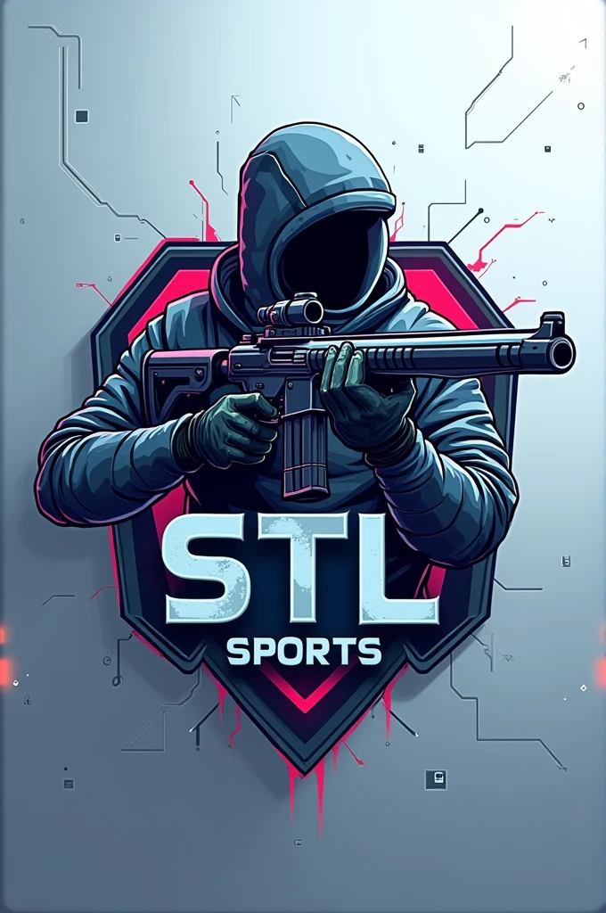 A logo for a clan that has the initials STL Sports and that has the locus sniper with the electron skin