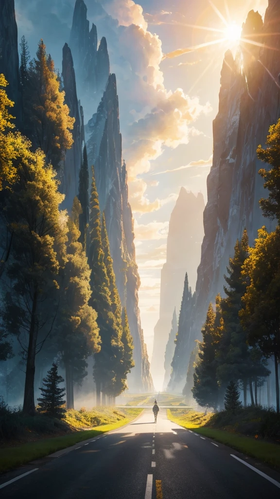 The road of the future、Good luck background image、A powerful miracle of light pours down、wishes come true、Good luck and satisfaction、May you find happiness in both your work and personal life.、Image of breaking the chain、key、Angel Wings、Gold coins、heart、Trees、sense of stability