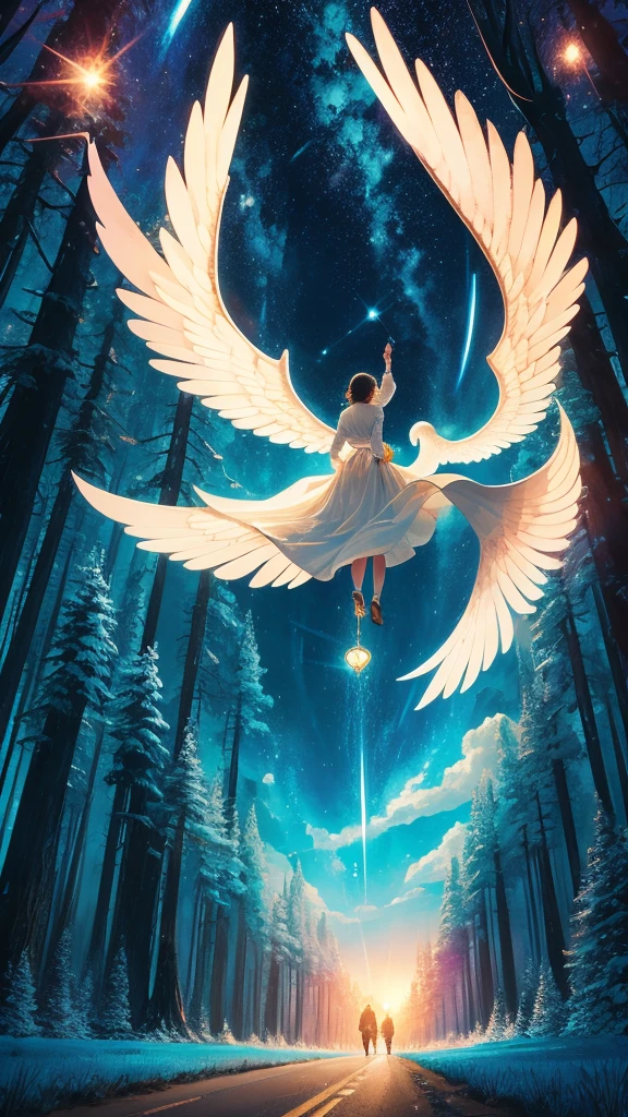 The road of the future、Good luck background image、A powerful miracle of light pours down、wishes come true、Good luck and satisfaction、May you find happiness in both your work and personal life.、Image of breaking the chain、key、Angel Wings、Gold coins、heart、Trees、sense of stability