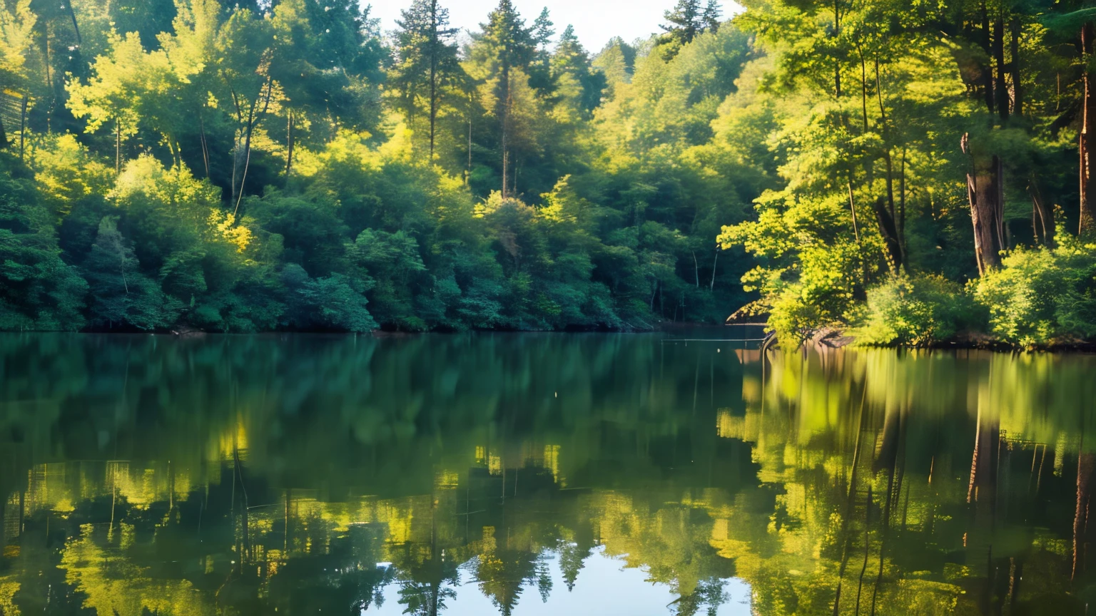 In the dense forest Crystal clear lake
