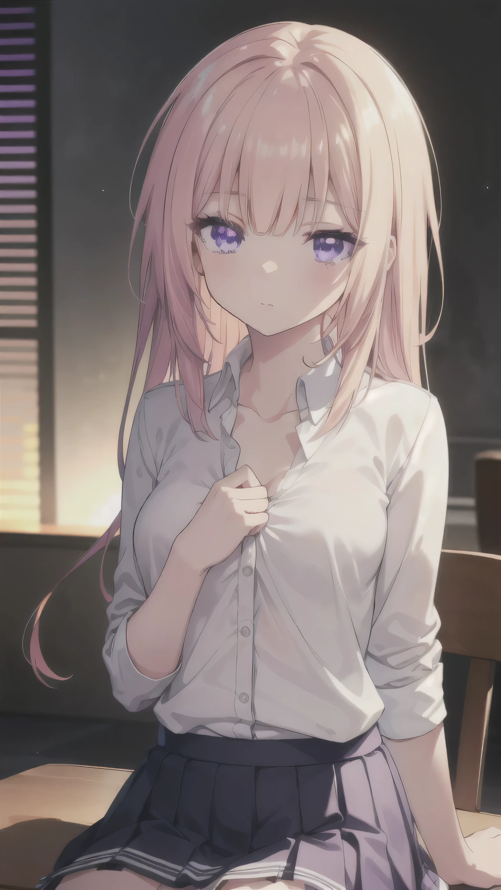 A girl,Long hair, bangs, Orange Hair, Hair between the eyes, (Purple Eyes:1.5), (Big Chest:1.2),
rest clavicle, White shirt, Pleated Skirt, mini skirt, White skirt,Clive Arch,skirt,skirt,nipple,NUDE,protrude,Chest,
rest looking at viewer, whole body,Close your eyes,Close your eyes,
rest indoors, kitchen,
rest (masterpiece:1.2), best quality, high resolution, Unity 8K wallpaper, (illustration:0.8), (Beautiful and delicate eyes:1.6), Extremely detailed face, Perfect lighting, Extremely detailed CG, (Perfect hands, Perfect anatomical structure),