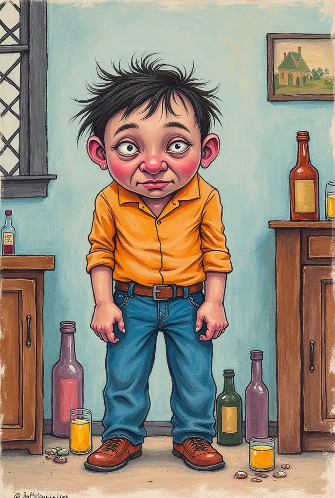 Imagine a child's drawing of his alcoholic father