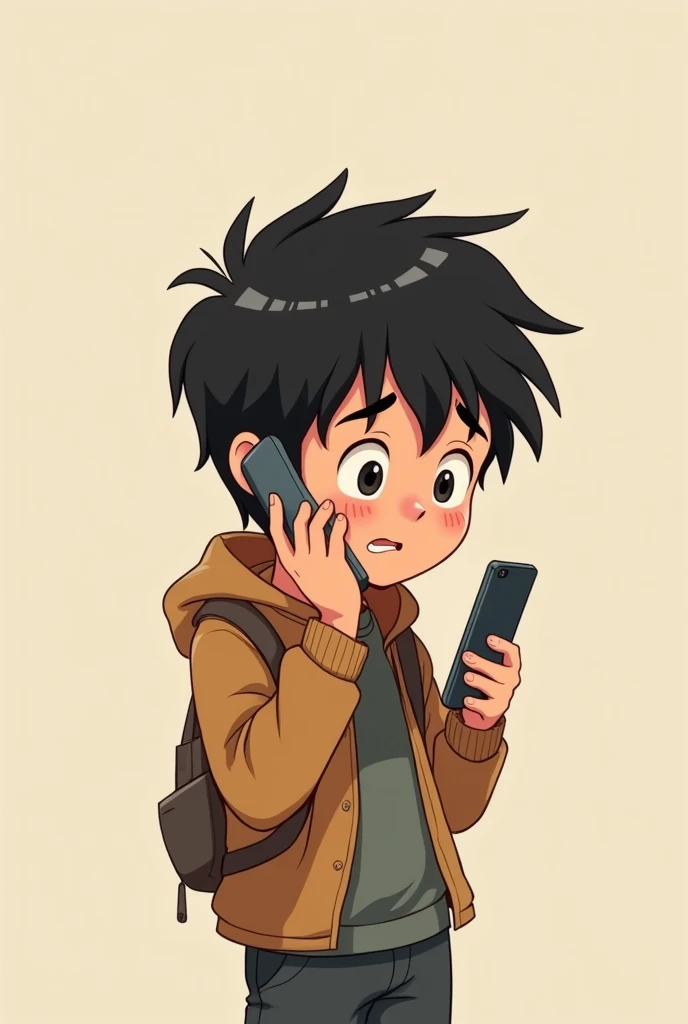 Boy call his dad by mobile phone 
