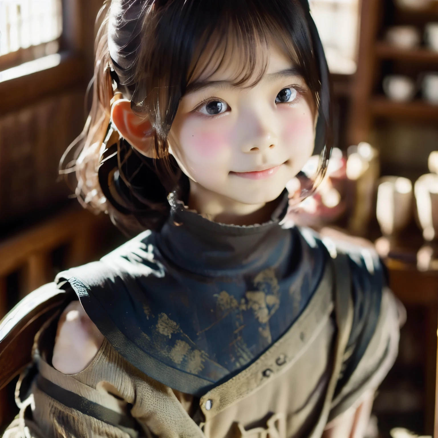 best quality,Chinese girl,1 Girl,,Gentle eyes,Skin that can be broken by blows,rosy face,Slightly fat,Inside the teahouse,antique,soft,
