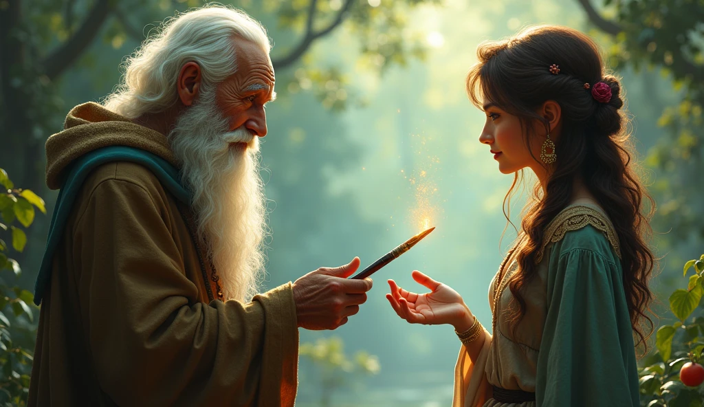 One day, an old man gifted her a magical paintbrush.
