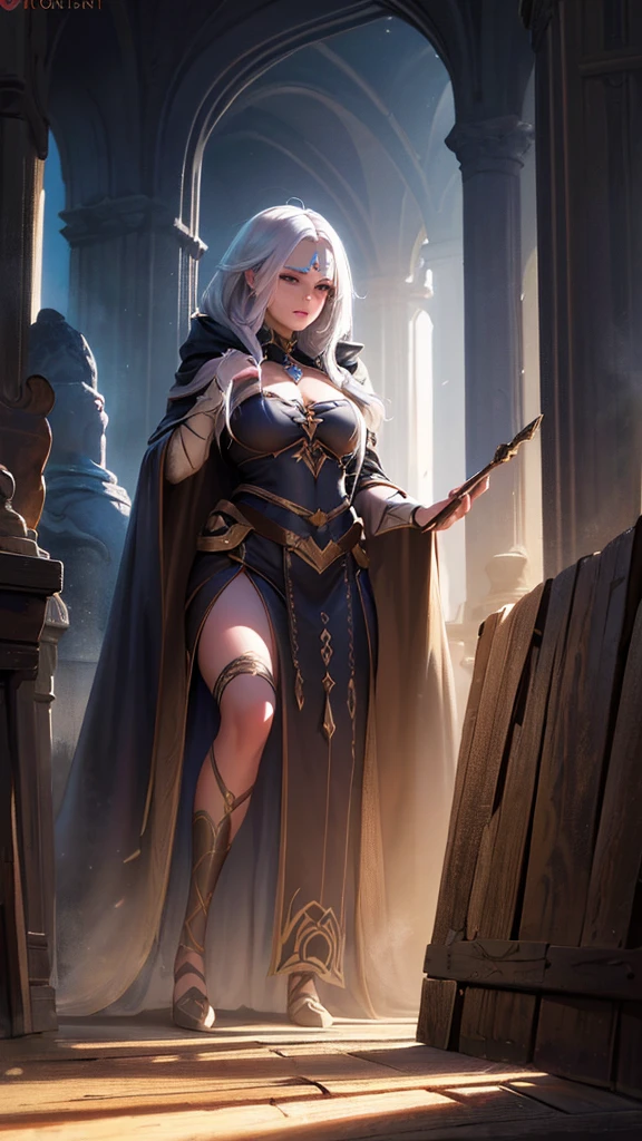 a beautiful mystical elfa sorceress, modest, wearing an old dark hooded cloak, white hair, deep dark eyes, tan skin, brave warrior, ambitious, not very friendly, orphaned thief, detailed face, (best quality,4k,8k,highres,masterpiece:1.2),ultra-detailed,(realistic,photorealistic,photo-realistic:1.37),vivid colors,dramatic lighting,dark fantasy,concept art,digital painting