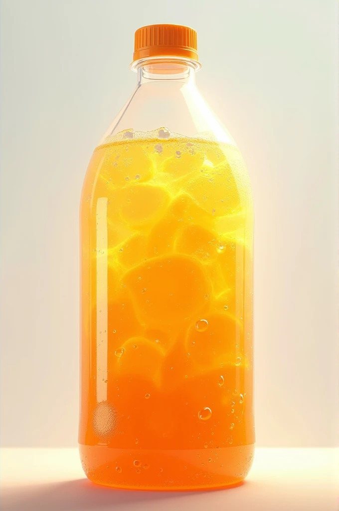 Create an orange juice with soda in a plastic container called a jug with realistic art