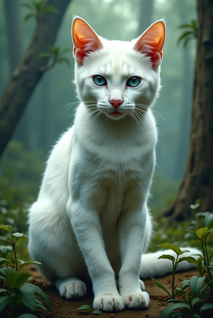 Create an image of a wild white cat with Taylor Swift's face