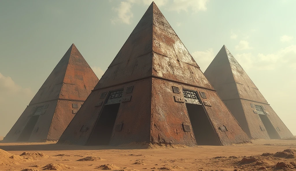 Create 3 Rusted Iron Pyramids.