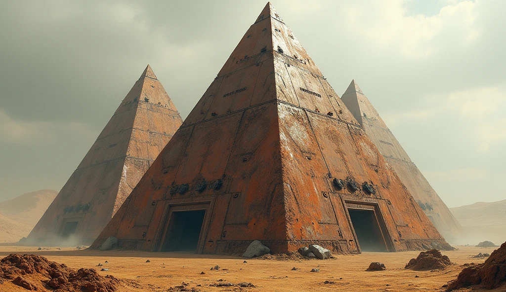 Create 3 Rusted Iron Pyramids.