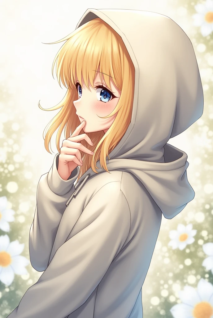 Blonde hoodie Pixiv style illustration