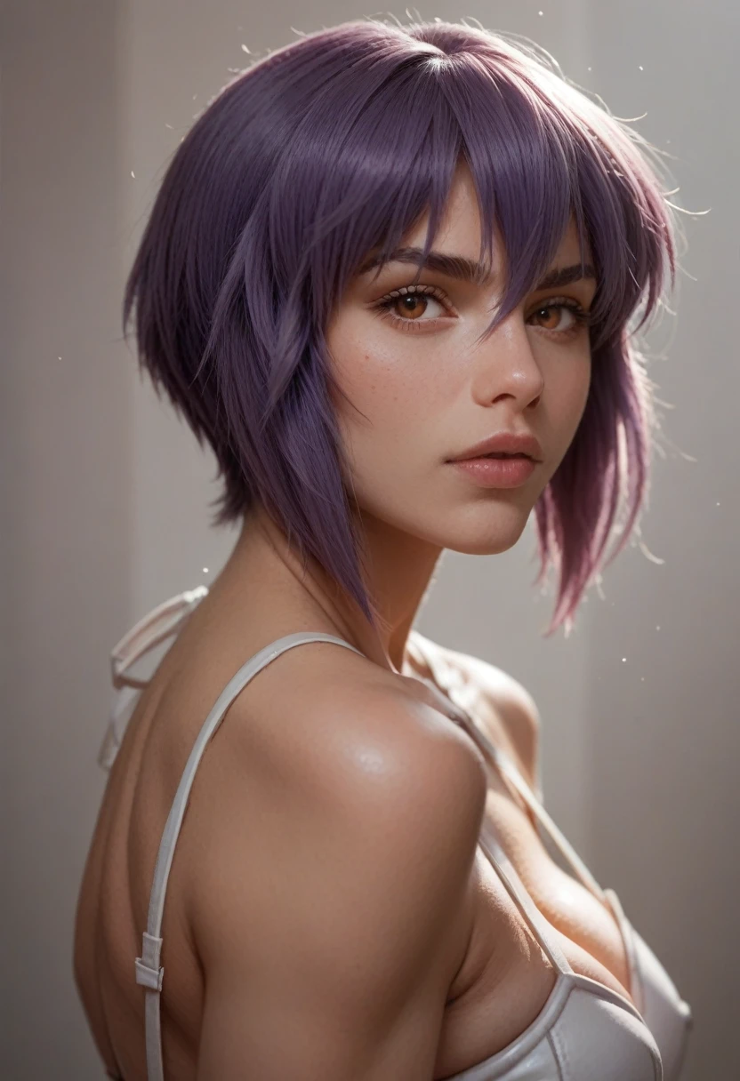 Ghost in the Shell's super muscular Motoko in a see-through high-leg swimsuit with an anal dildo for anal expansion、Nipples super erect breast milk