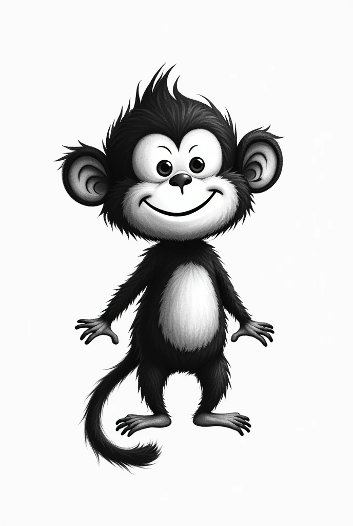 a small black and white monkey that can be tattooed as if it was drawn by a 5 year old child