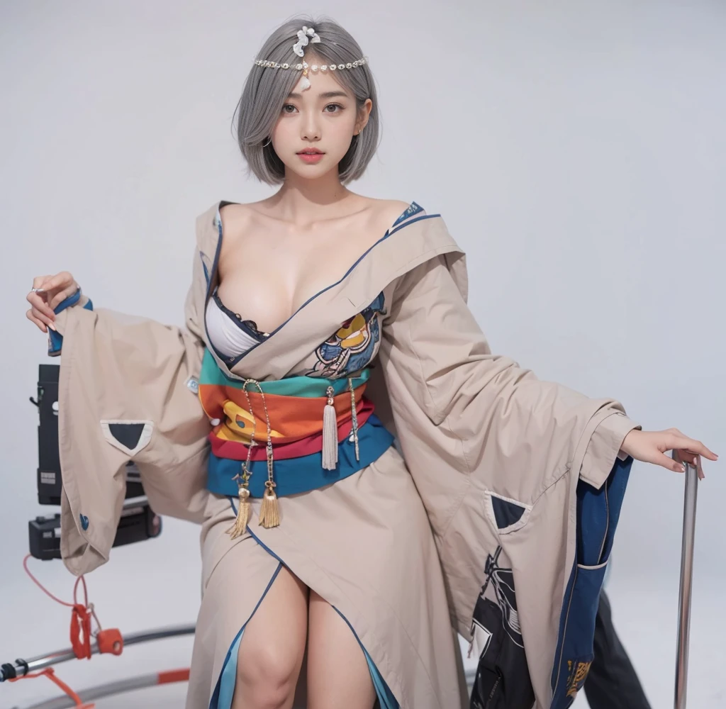 Beautiful girl with gray hair