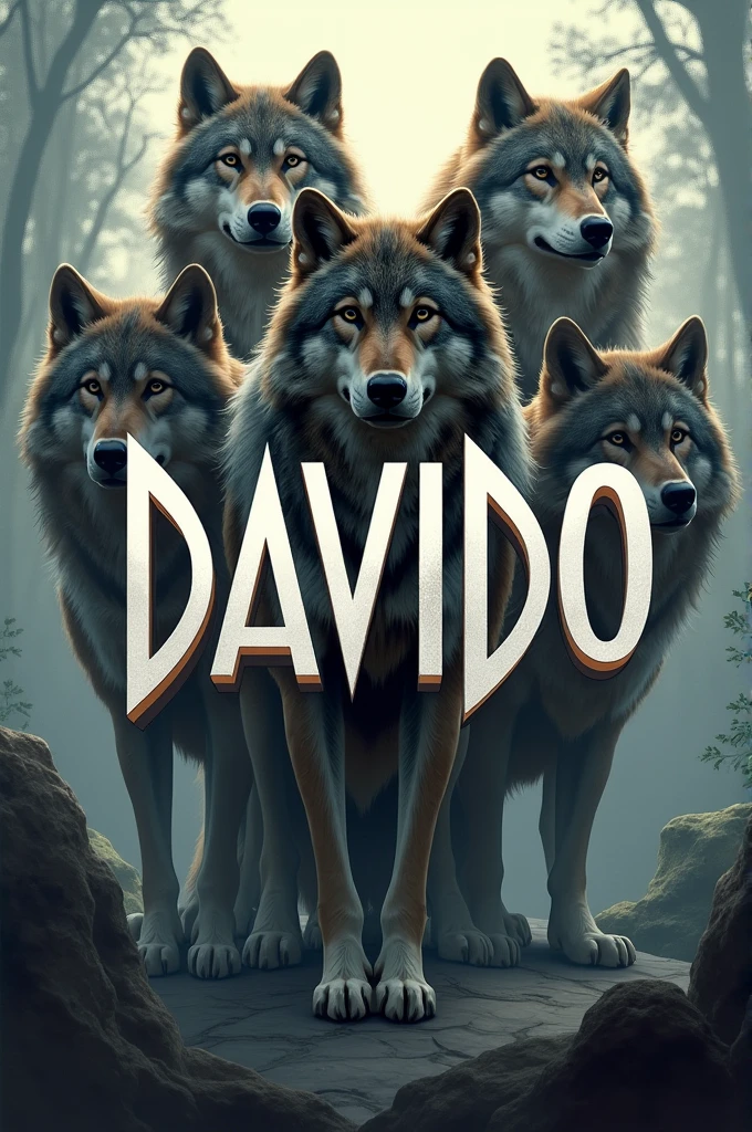 Text DAViDO with the wolves in the background