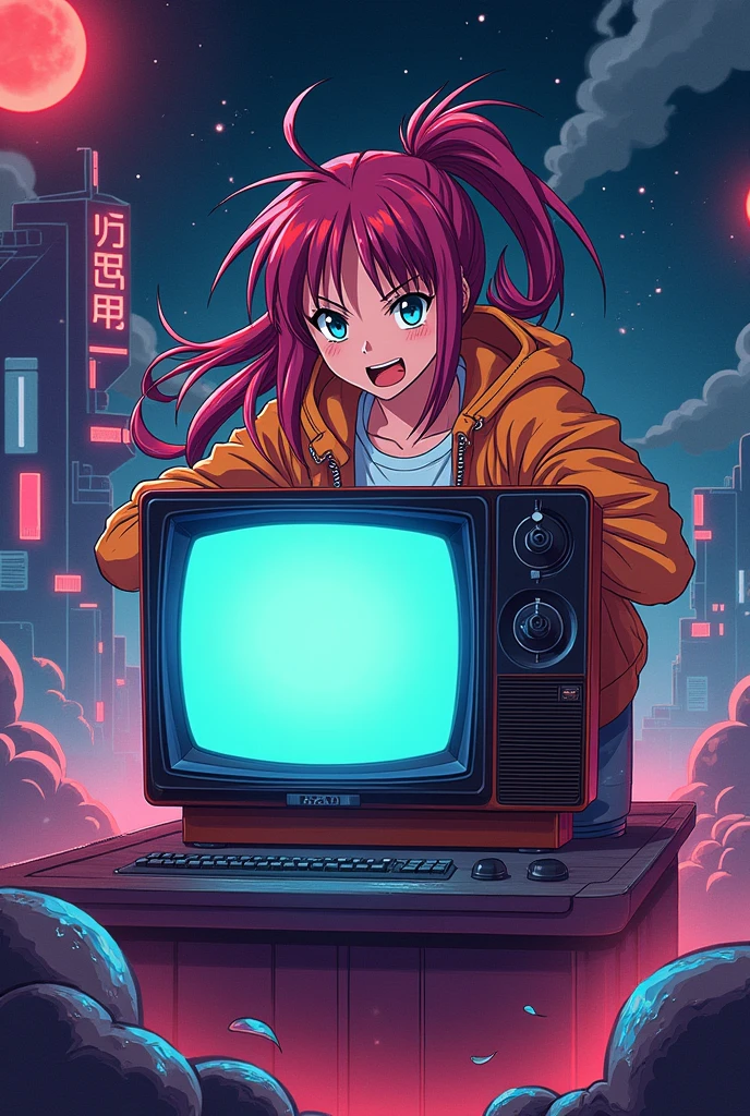 a thumbnail about the 80s anime style with an old 80s TV