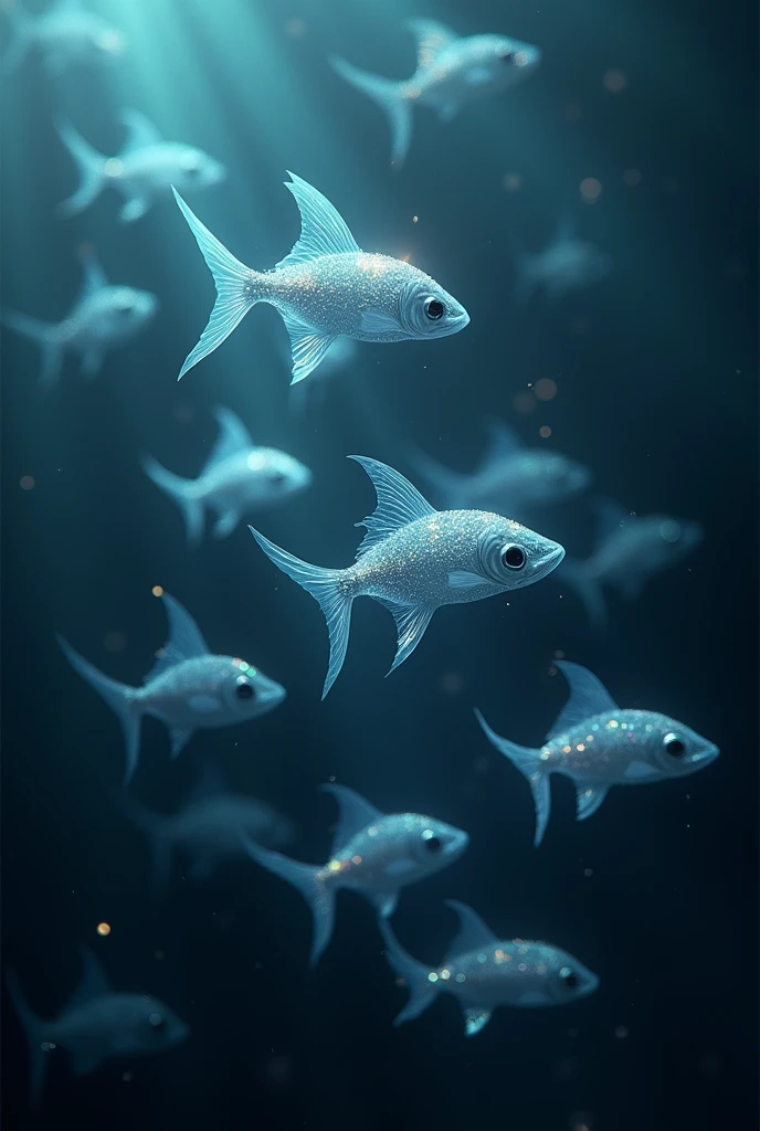 Flying fish,Transparent feathers,Iridescent Feathers,dark,Sea