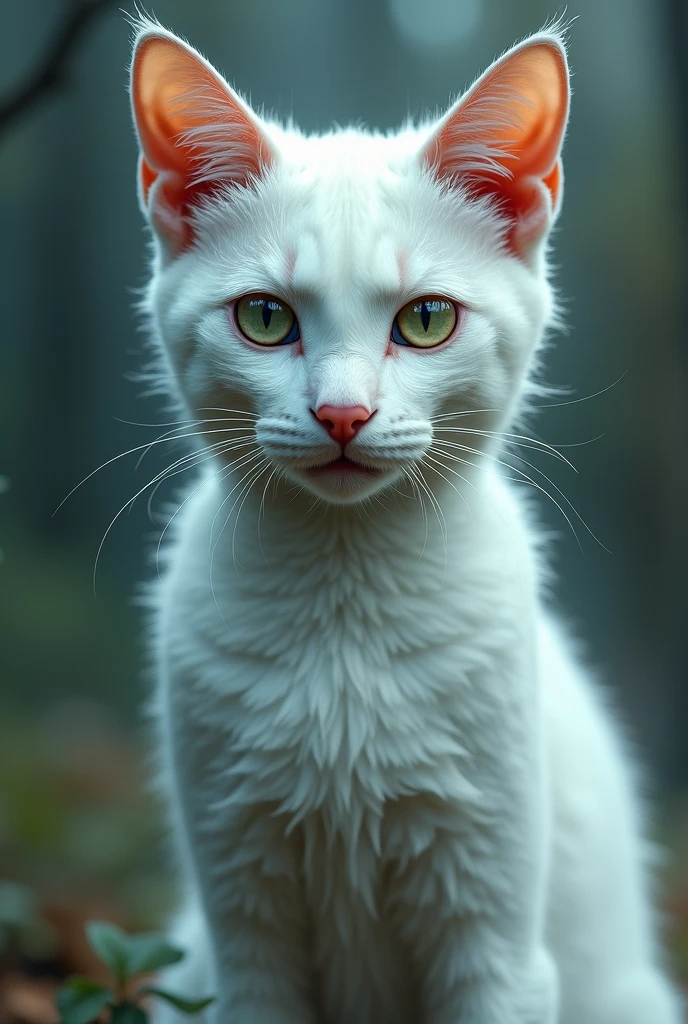 Create an image of a white cat with wild features with Taylor Swift's face