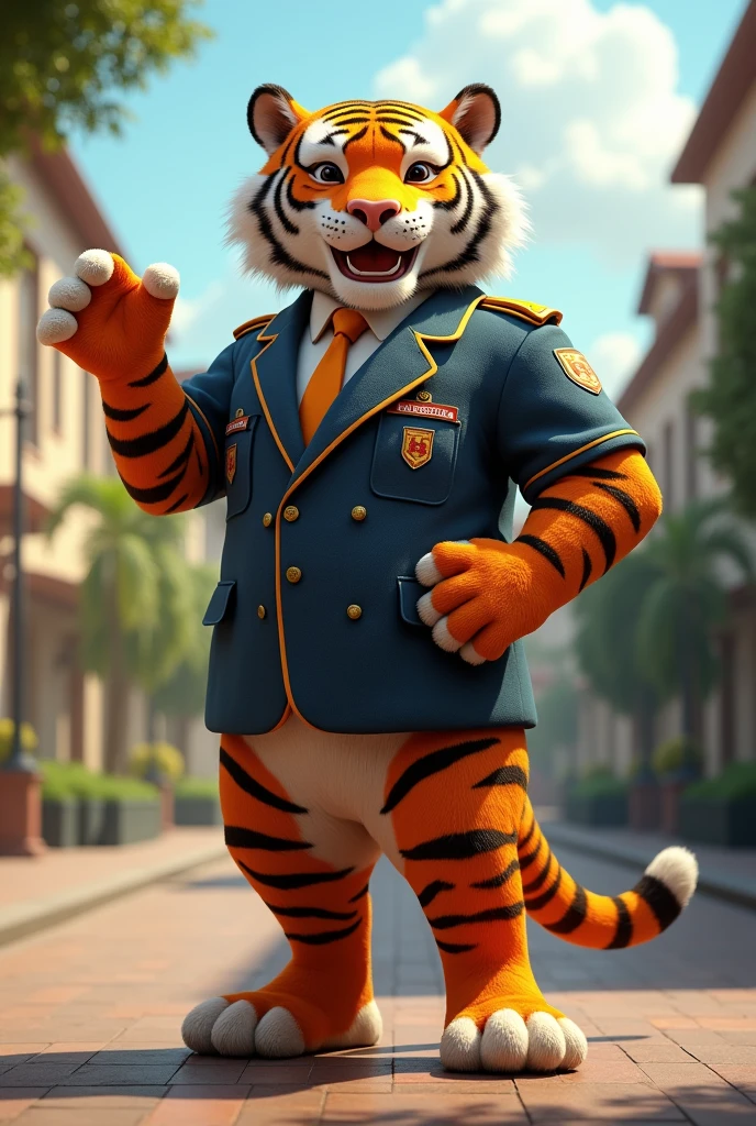University Santo Tomas Tiger person that wear tour guide uniform