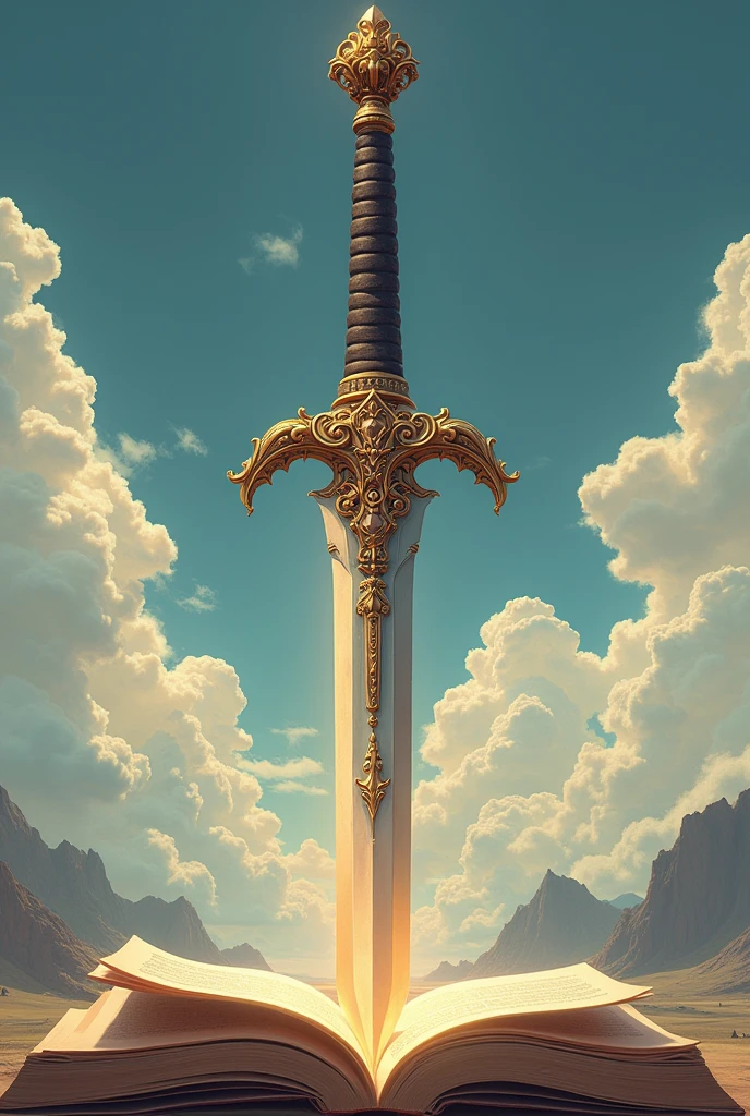 (masterpiece, best quality, 8k, high detailed, ultra-detailed illustration), Giant Weapon, Create an image of "The pen is mightier than the sword", "The pen is mightier than the sword" is an expression indicating that the written word is more effective than violence as a means of social or political change. This sentiment has been expressed with metaphorical contrasts of writing implements and weapons for thousands of years. The specific wording that "the pen is mightier than the sword" was first used by English author Edward Bulwer-Lytton in 1839. Under some interpretations, written communication can refer to administrative power or an independent news media. 