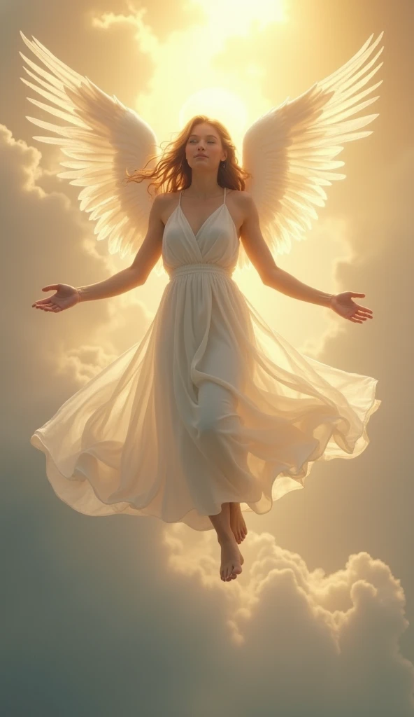 Ascending々A beautiful angel gently looking down、Daytime