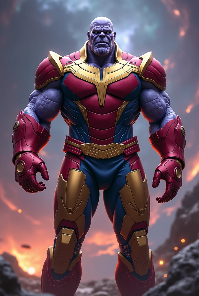 Thanos wearing ironman armor