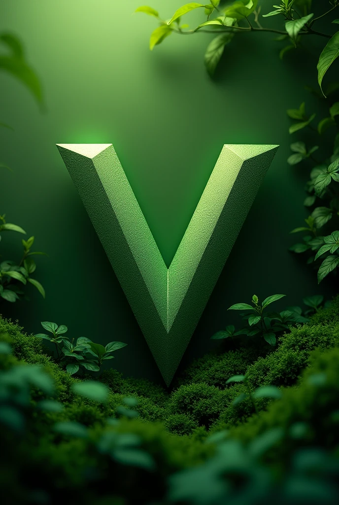 A V with a green background