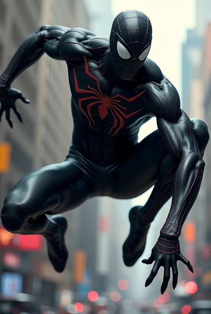 Black spiderman with landing