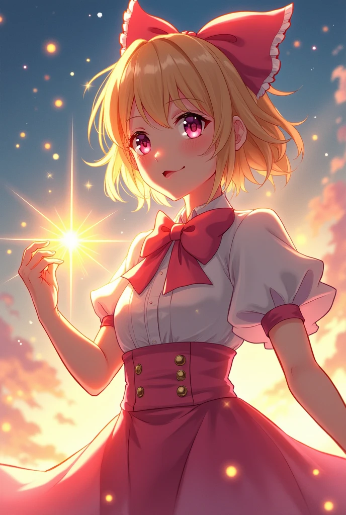 A boy in the process of transforming into a magical girl、Sparkling with anime