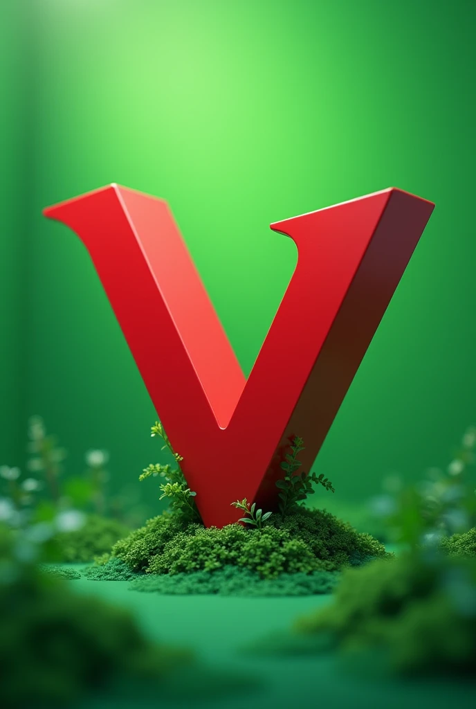 An animated V style for youtube logo with green background