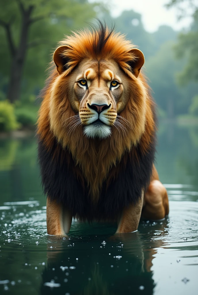 Lion in the lake
