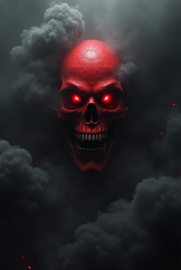 Red skull with dark fog surrounding it