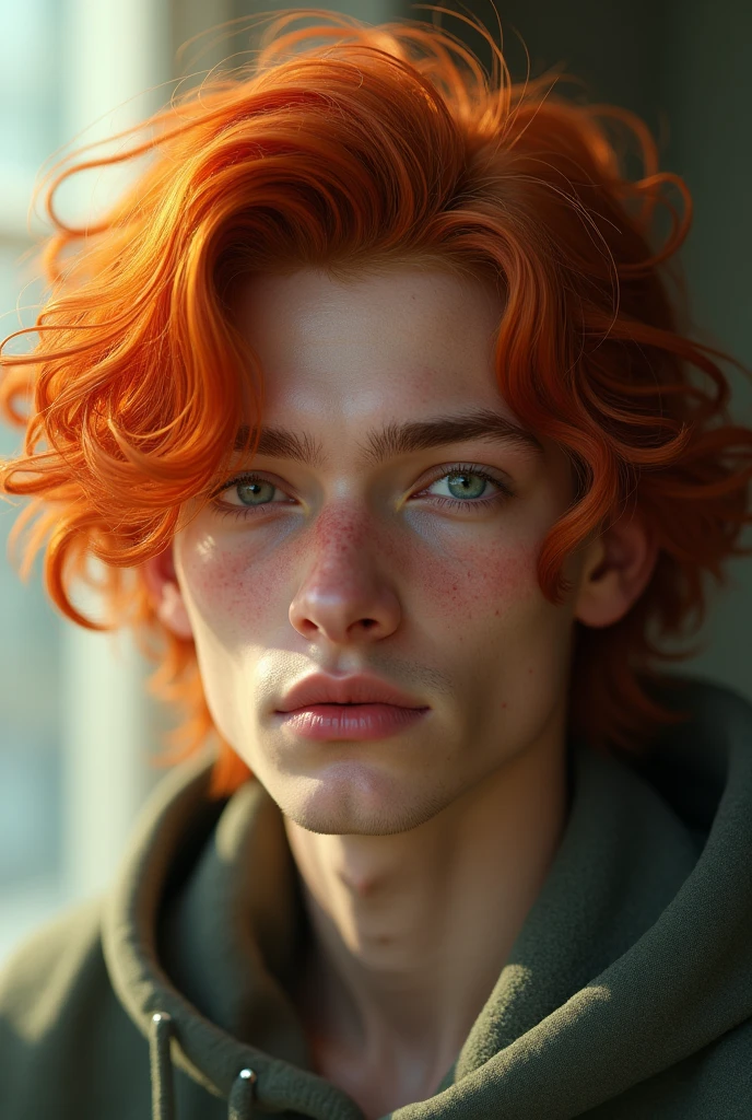 19 year old boy with long red hair