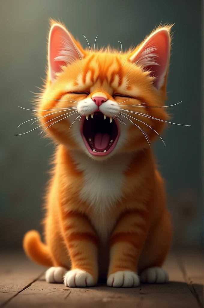 Orange cat crying 