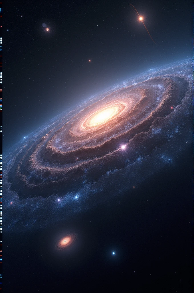 Create a graphical visualization showing the expansion of the cosmos, with galaxies moving away from each other in an expanding grid or sphere.