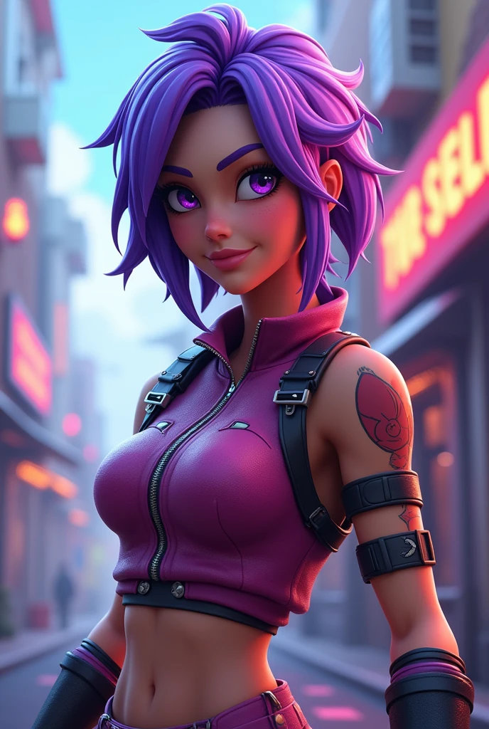 Fortnite skin with purple hair
