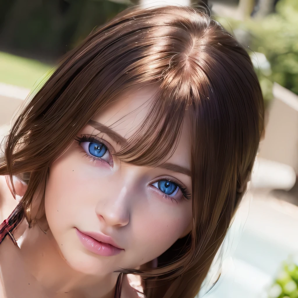 masterpiece, best quality, ultra high res,(photo realistic:1.4), nsfw, (((portrait of beautiful Caucasian woman little small light pale eyes))), (blush smile), beautiful face, 27 years old, (((long blond hair))), ((looking at the viewer)), cute:1.4