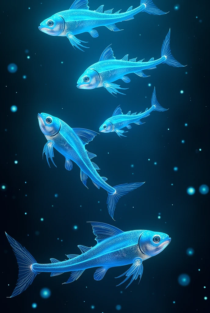 Bioluminescent Ocean、Transparent creatures、fish、dark、myth