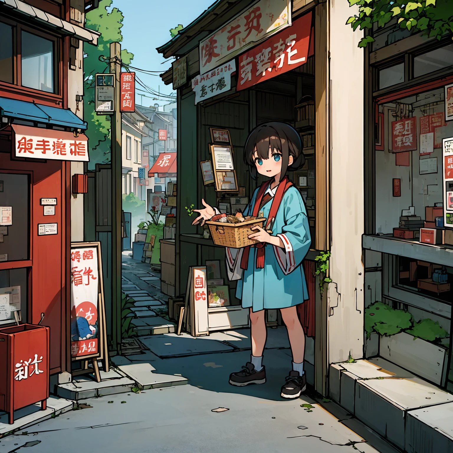 masterpiece,Highest quality,Tonghua Town,Outdoor,Unsanitary and abandoned city、ruins、sewage、Dirty shop、Crumbling hospital、street vendors、Poor person々、Blame me people