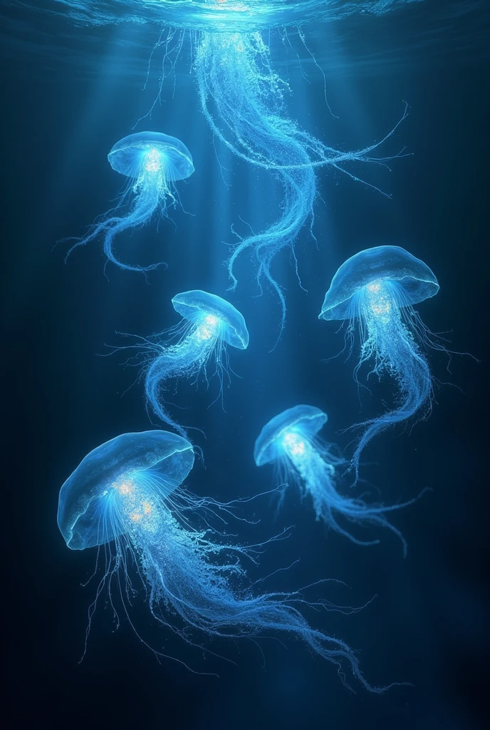 Bioluminescent Ocean、Transparent creatures、dark、myth、Creatures