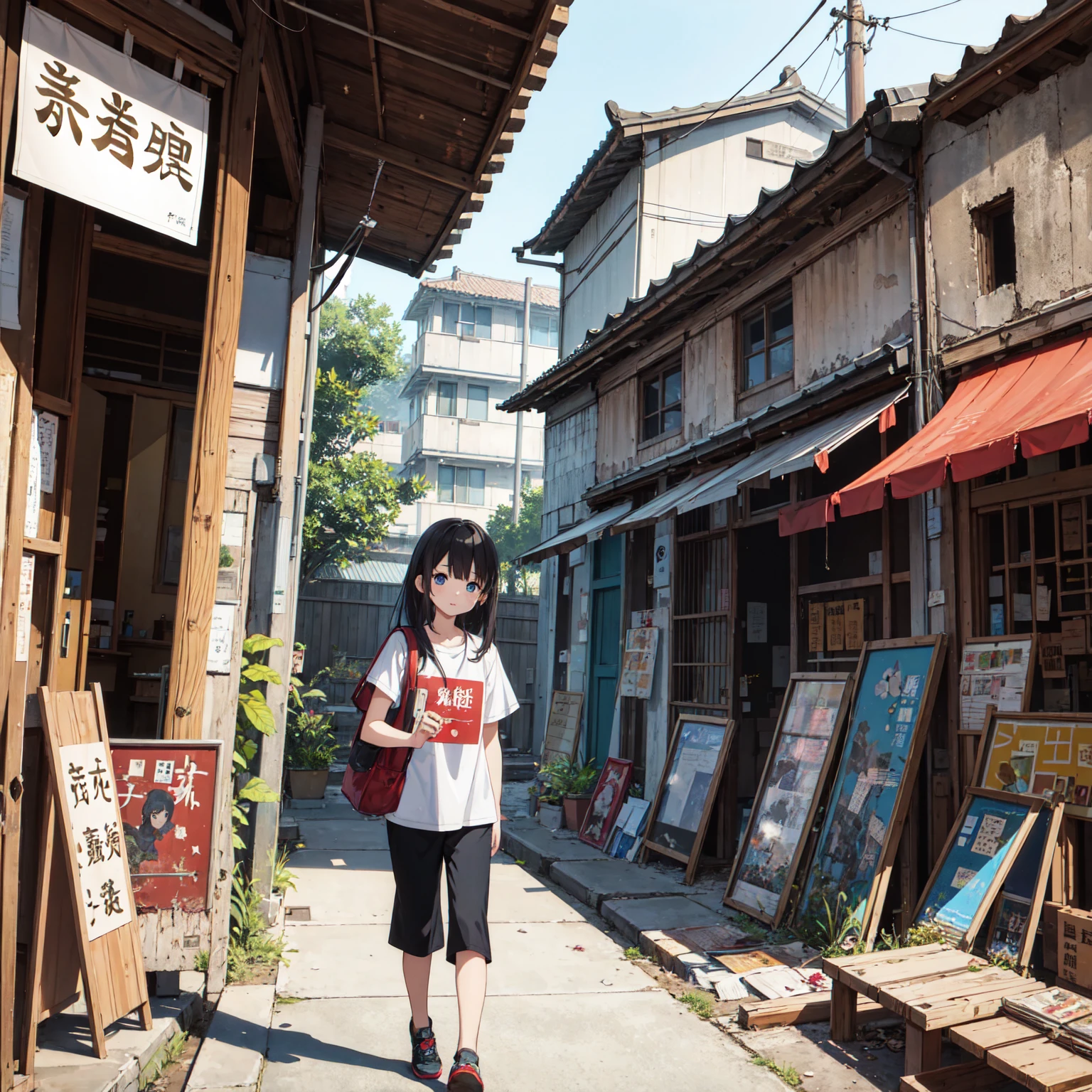 ((masterpiece、Highest quality))、masterpiece,Highest quality,Tonghua Town,Outdoor,Unsanitary and abandoned city、ruins、sewage、Dirty shop、Crumbling hospital、street vendors、Poor person々、Blame me people