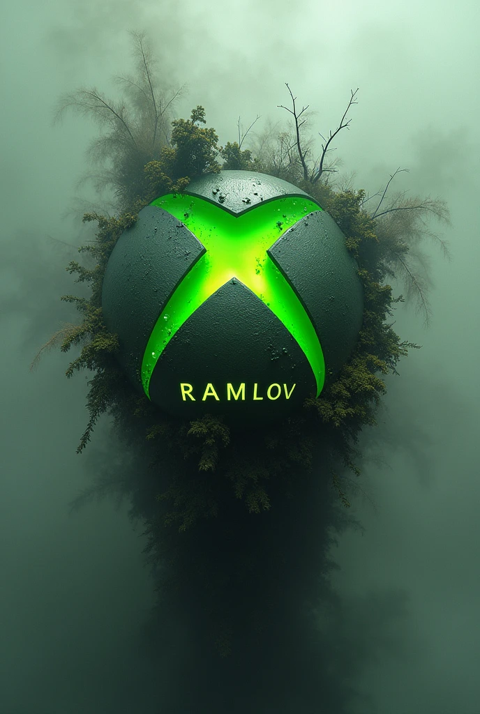 Xbox logo in an aberrant way with RAMLLOV written with 2 L's