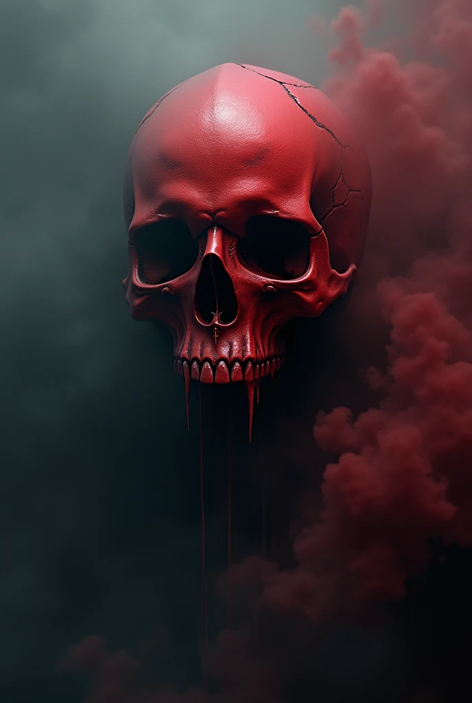 Red skull with dark fog surrounding it